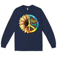 Navy Hippie Soul with Sunflower and Leopard Background Long Sleeve Tee - JahusDesignShop