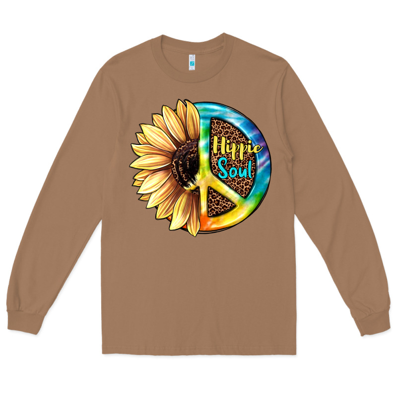 Hippie Soul With Sunflower And Leopard Background Long Sleeve Tee by JahusDesignShop | Teevron