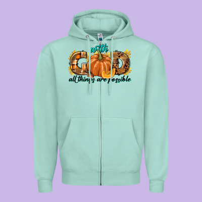 With God All Things Are Possible Zipper Hoodie Designed By Texasbilliewilder