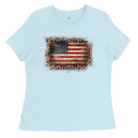 Old Leopard American Flag Frame Ladies Tee | Teevron
