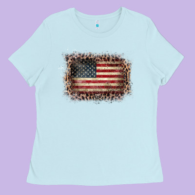 Old Leopard American Flag Frame Ladies Tee Designed By Bettercallsaul