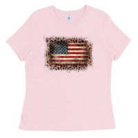 Bubblegum Pink Old Leopard American Flag Frame Ladies Tee - Bettercallsaul