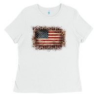 White Old Leopard American Flag Frame Ladies Tee - Bettercallsaul