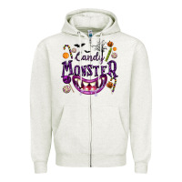 Oatmeal Heather Candy Monster Zipper Hoodie - texasbilliewilder