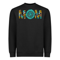 Black Western Mom With Turquoise Gemstone Heavyweight Sweatshirt - BundleAndBundleShop