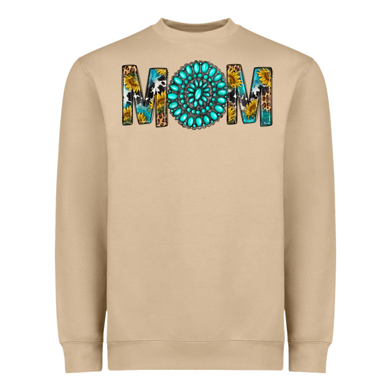 Western Mom With Turquoise Gemstone Heavyweight Sweatshirt by BundleAndBundleShop | Teevron