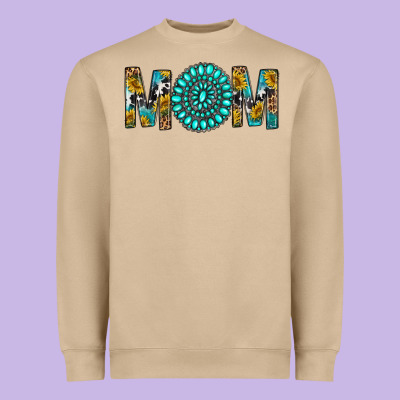Western Mom With Turquoise Gemstone Heavyweight Sweatshirt Designed By Bundleandbundleshop