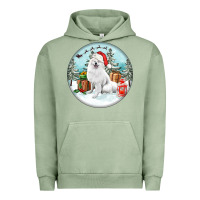 Pigment Oil Green Christmas samoyed dog Urban Hoodie - FaDigitalArtStudio