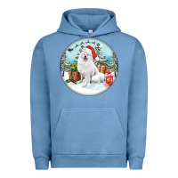 Pigment Pebble Blue Christmas samoyed dog Urban Hoodie - FaDigitalArtStudio