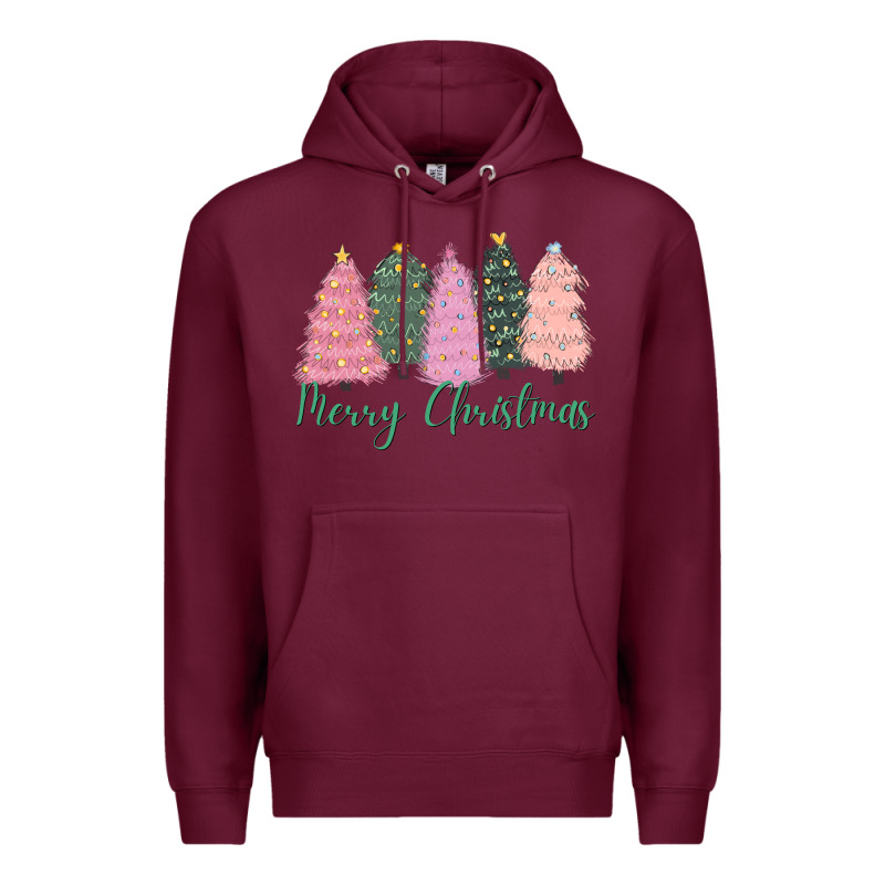 Merry Christmas Trees Premium Hoodie by CowGirlArtShop | Teevron