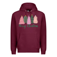 Burgundy merry christmas trees Premium Hoodie - CowGirlArtShop