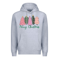Heather Grey merry christmas trees Premium Hoodie - CowGirlArtShop