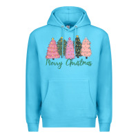 Ocean Blue merry christmas trees Premium Hoodie - CowGirlArtShop