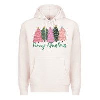 Pale Pink merry christmas trees Premium Hoodie - CowGirlArtShop