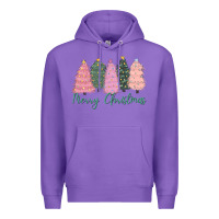 Purple merry christmas trees Premium Hoodie - CowGirlArtShop