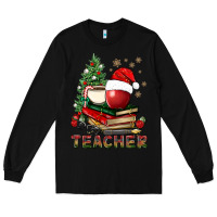 Black Teacher With Christmas Tree Long Sleeve Tee - BundleAndBundleShop
