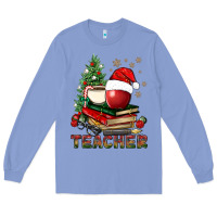 Colony Blue Teacher With Christmas Tree Long Sleeve Tee - BundleAndBundleShop