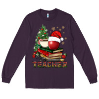 Plum Teacher With Christmas Tree Long Sleeve Tee - BundleAndBundleShop