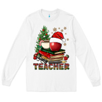 White Teacher With Christmas Tree Long Sleeve Tee - BundleAndBundleShop