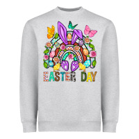 Heather Grey Easter Day Rainbow Heavyweight Sweatshirt - BundleAndBundleShop