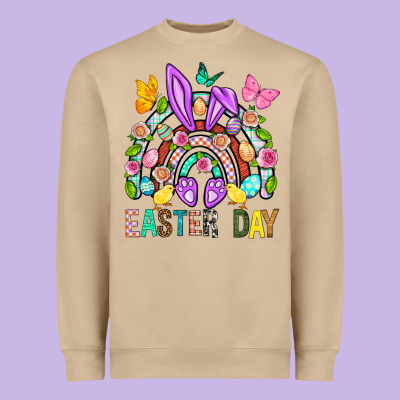 Easter Day Rainbow Heavyweight Sweatshirt Designed By Bundleandbundleshop