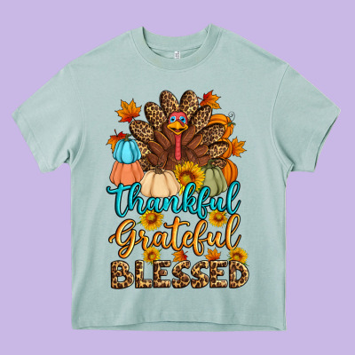 Thankful Grateful Blessed Turkey Heavy Core Tee Designed By Artiststas