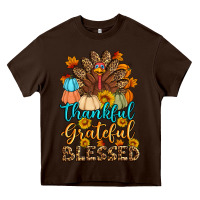 Chocolate Brown thankful grateful blessed turkey Heavy Core Tee - Artiststas