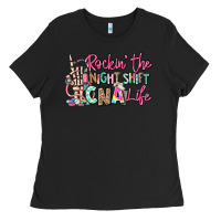 Black rockin the night shift cna life Ladies Tee - RanaPortraitStore