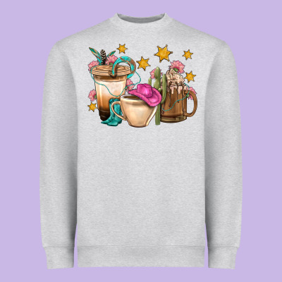 Western Cowgirl Coffee Cup Bbs Heavyweight Sweatshirt Designed By Bundleandbundleshop