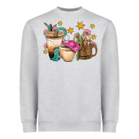 Heather Grey Western Cowgirl Coffee Cup Bbs Heavyweight Sweatshirt - BundleAndBundleShop
