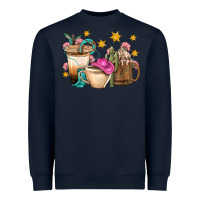 Navy Western Cowgirl Coffee Cup Bbs Heavyweight Sweatshirt - BundleAndBundleShop