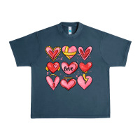 Midnight Navy sketch hearts Urban Heavy Tee - MaliasSmallBusiness