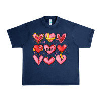Navy sketch hearts Urban Heavy Tee - MaliasSmallBusiness