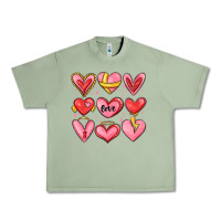 Oil Green sketch hearts Urban Heavy Tee - MaliasSmallBusiness