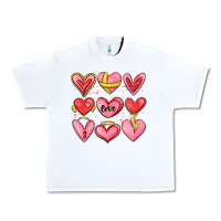 White sketch hearts Urban Heavy Tee - MaliasSmallBusiness