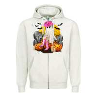 Oatmeal Heather Halloween Cowgirl Costumes Zipper Hoodie - texasbilliewilder