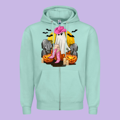 Halloween Cowgirl Costumes Zipper Hoodie Designed By Texasbilliewilder