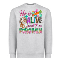 Heather Grey He Is Alive And I'm Forgiven Heavyweight Sweatshirt - BundleAndBundleShop
