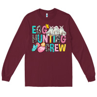 Burgundy Egg Hunting Crew Easter Long Sleeve Tee - BundleAndBundleShop