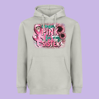 I Wear Pink For My Sister Heavyweight Hoodie Designed By Cowgirlartshop
