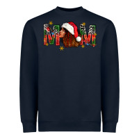 Navy Western Mom With Woman In Santa Hat Heavyweight Sweatshirt - BundleAndBundleShop