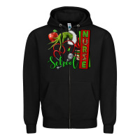 Black Christmas Character Nurse Zipper Hoodie - NancyCooperArtShop