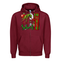 Burgundy Christmas Character Nurse Zipper Hoodie - NancyCooperArtShop
