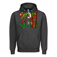 Charcoal Heather Christmas Character Nurse Zipper Hoodie - NancyCooperArtShop