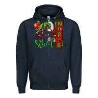 Navy Christmas Character Nurse Zipper Hoodie - NancyCooperArtShop