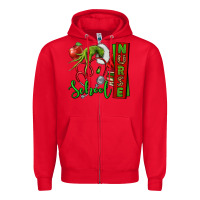 Red Christmas Character Nurse Zipper Hoodie - NancyCooperArtShop