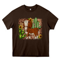 Chocolate Brown Hereford cactus sunflower Heavy Core Tee - JahusDesignShop