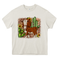 Cream Hereford cactus sunflower Heavy Core Tee - JahusDesignShop