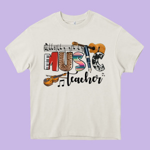 Music Teacher Heavy Core Tee Designed By Adodesignshop