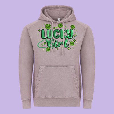 Lucky Girl Vintage Hoodie Designed By Maliassmallbusiness